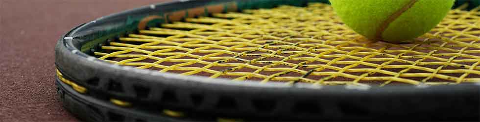 close up of racket strings